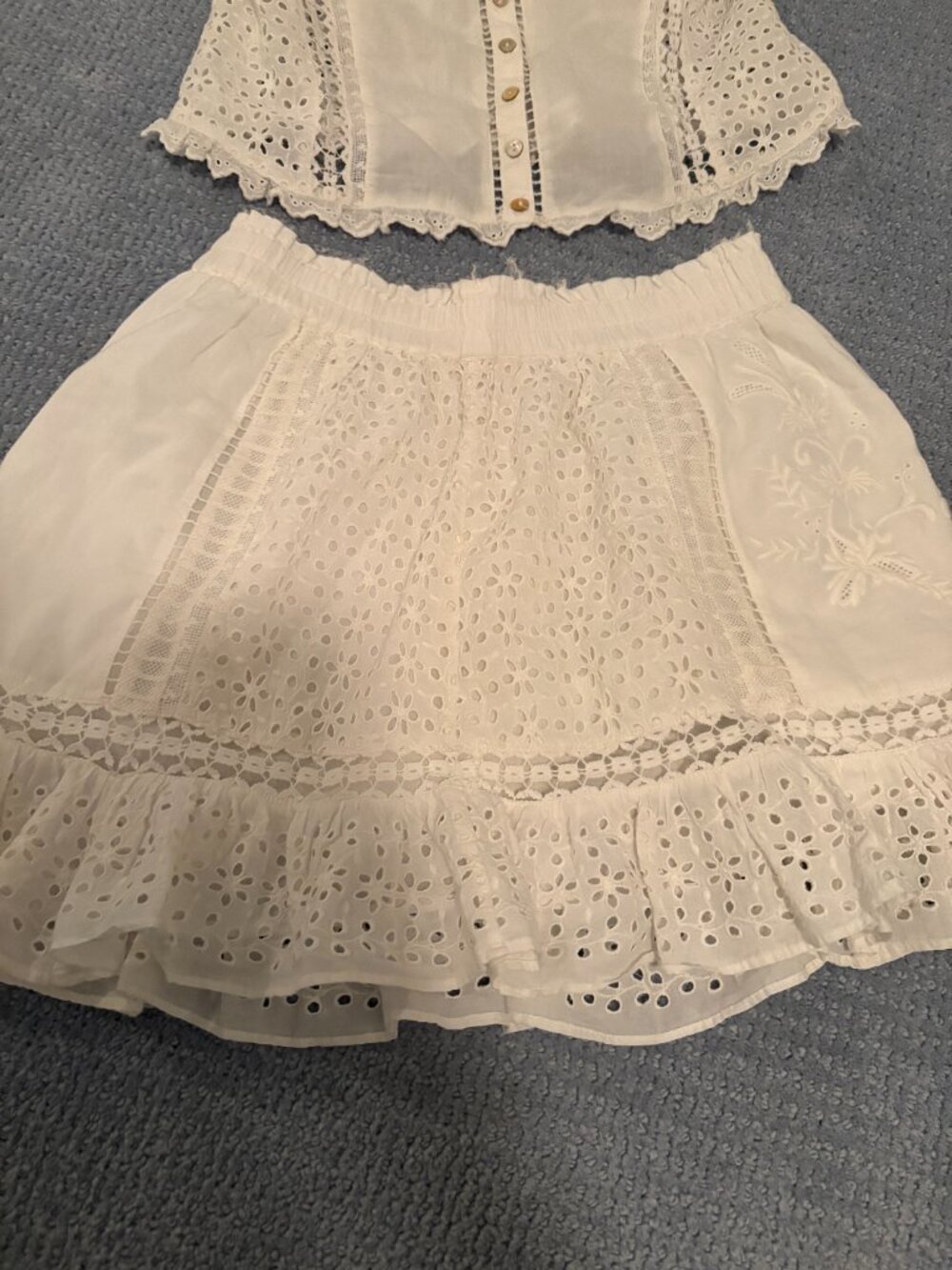 White LoveShackFancy Skirt Set Size M - Picture 2 of 6
